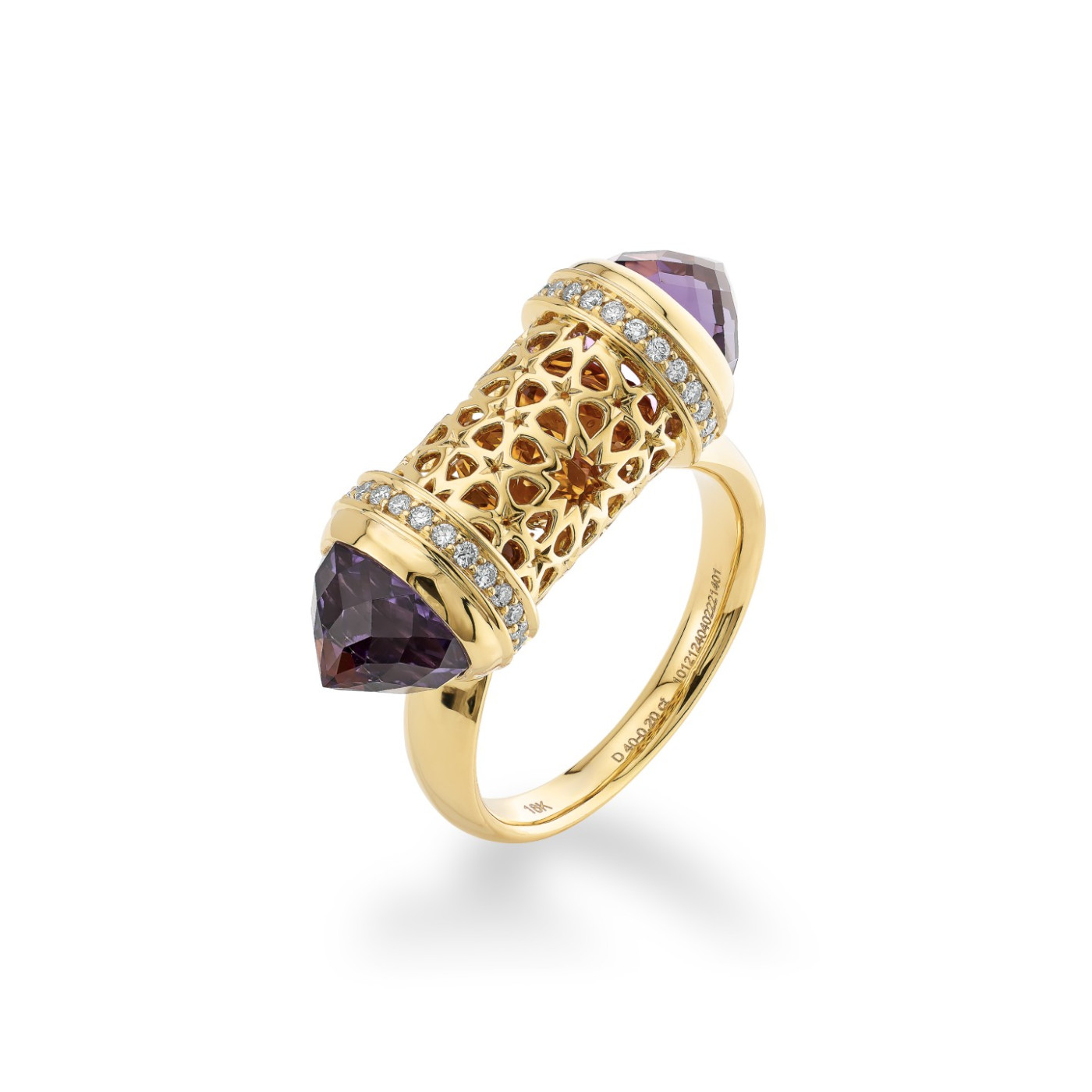 Ring collection Minara, MOISEIKIN, Diamond, Amethyst, Citrine, 18K Yellow Gold | Photo 1