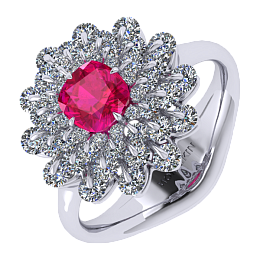 Setting: Ring collection Ball of Colours, Spinel, Diamond, 18K White Gold