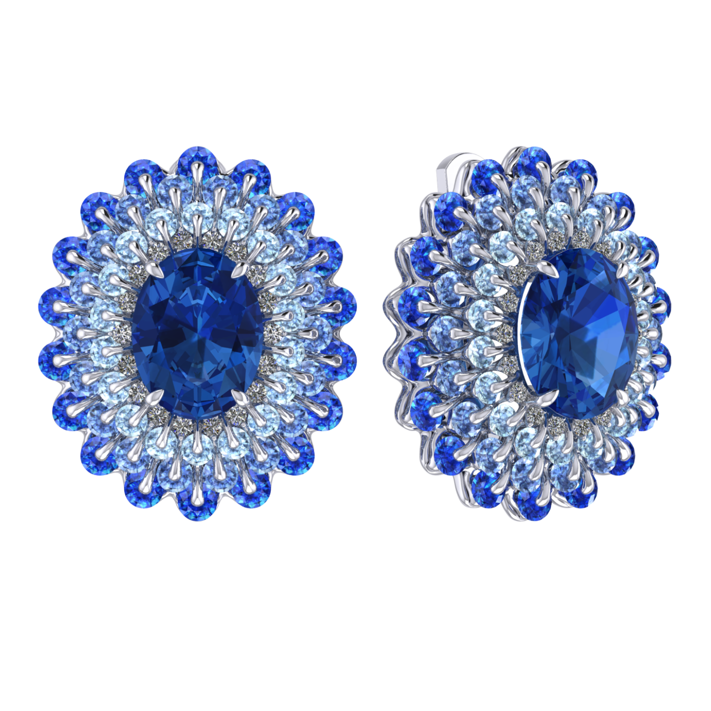 Earrings 'The frame without the central stone', collection Ball of Colours, Sapphire, Diamond | Photo 1
