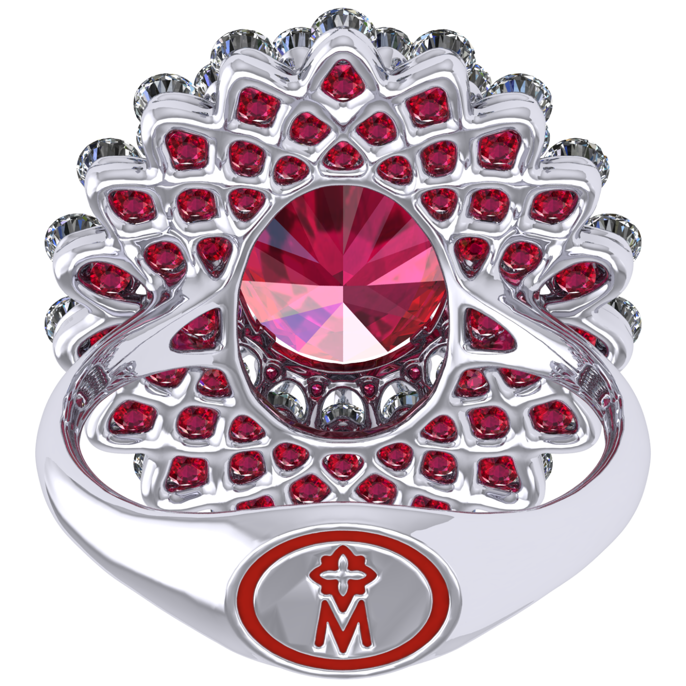 Ring 'The frame without the central stone', collection Ball of Colours, Ruby, Diamond, 18K White Gold | Photo 5
