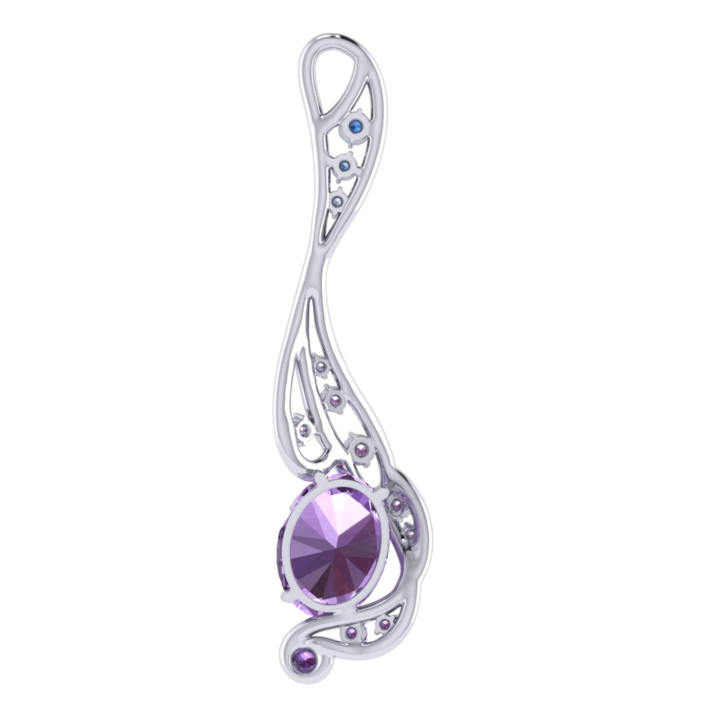 Earrings Amethyst, Sapphire, 18K White Gold | Photo 13