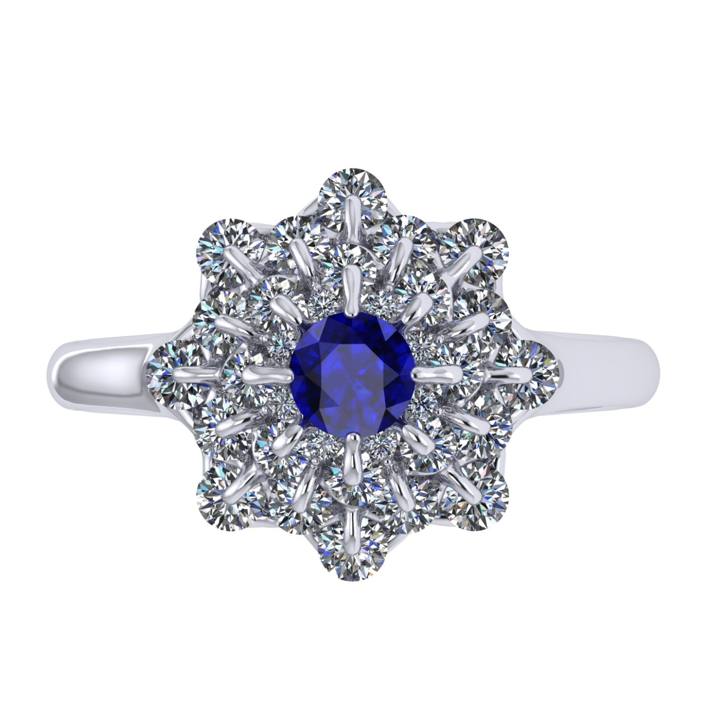 Ring collection Waltz of Snowflakes, Sapphire, Diamond, 18K White Gold | Photo 3