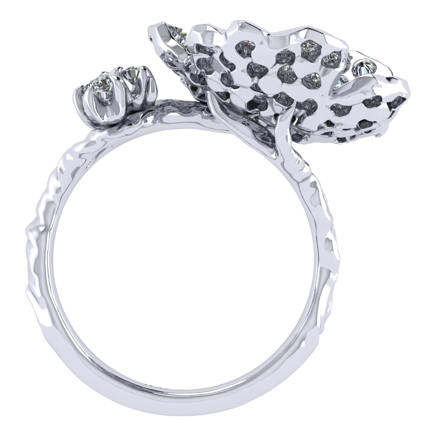 Ring collection Almond Blossom, Ruby, Diamond, 18K White Gold | Photo 3
