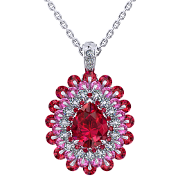 Setting: Ring Ruby, Diamond, Sapphire, 18K White Gold