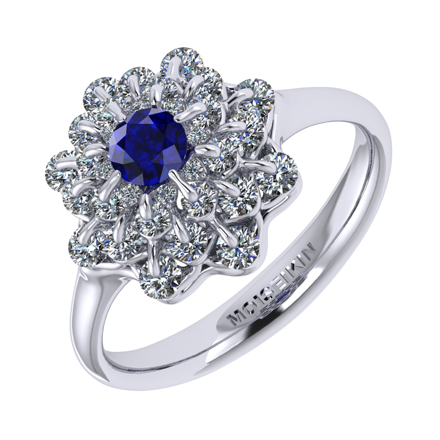 Ring collection Waltz of Snowflakes, Sapphire, Diamond, 18K White Gold | Photo 1