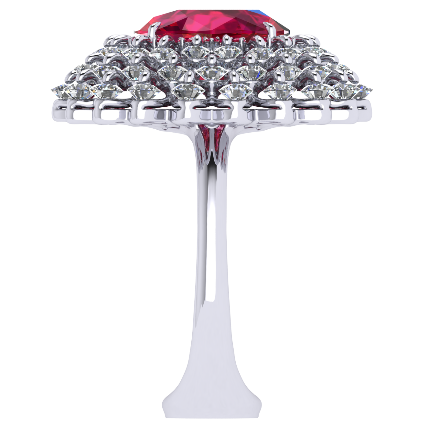 Ring 'The frame without the central stone', collection Ball of Colours, Ruby, Diamond, 18K White Gold | Photo 4