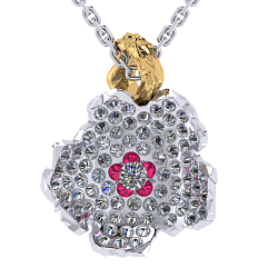 Necklace collection Almond Blossom, MOISEIKIN, Diamond, Ruby, 18K Gold