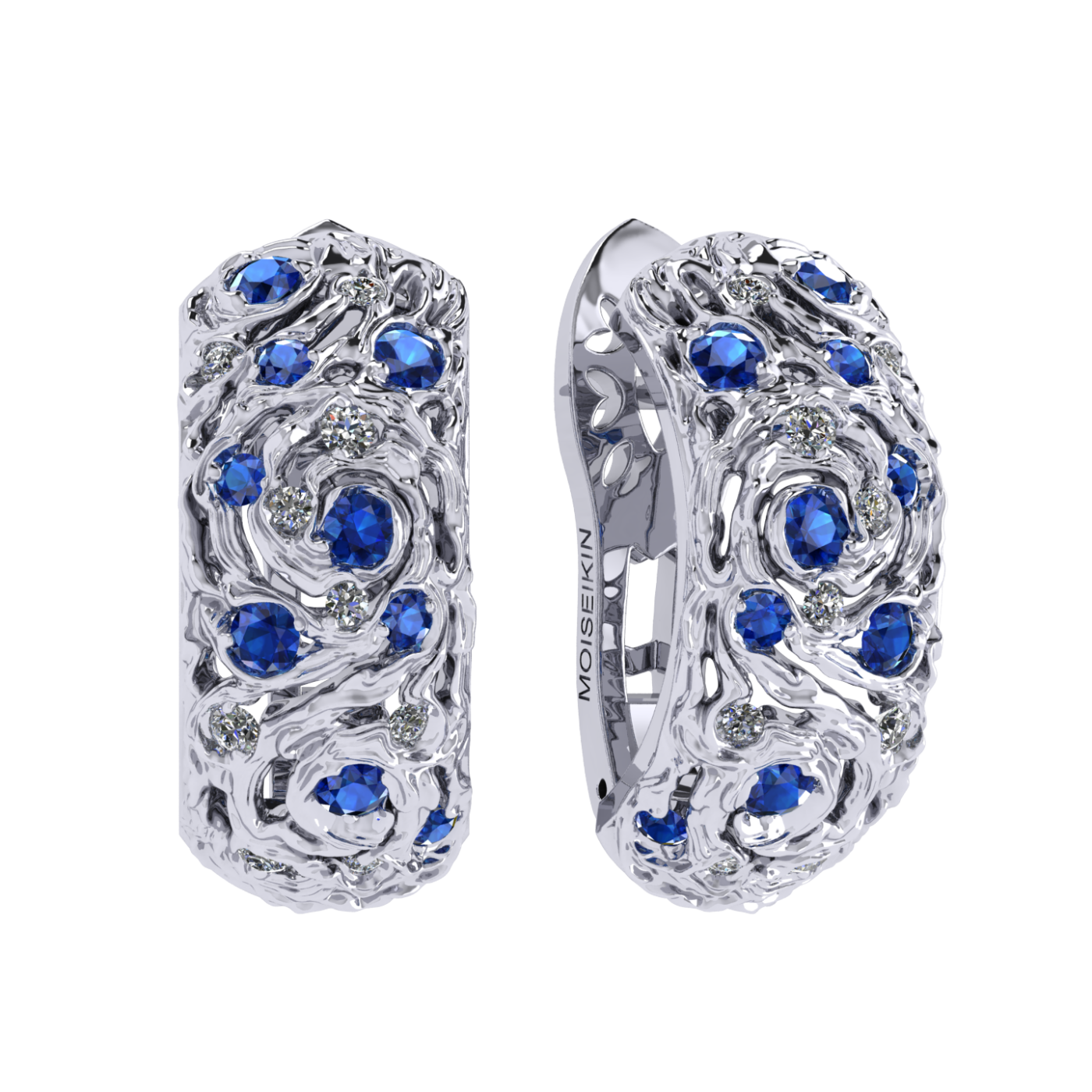 Earrings collection Starry Night, Diamond, Sapphire, 18K White Gold | Photo 1
