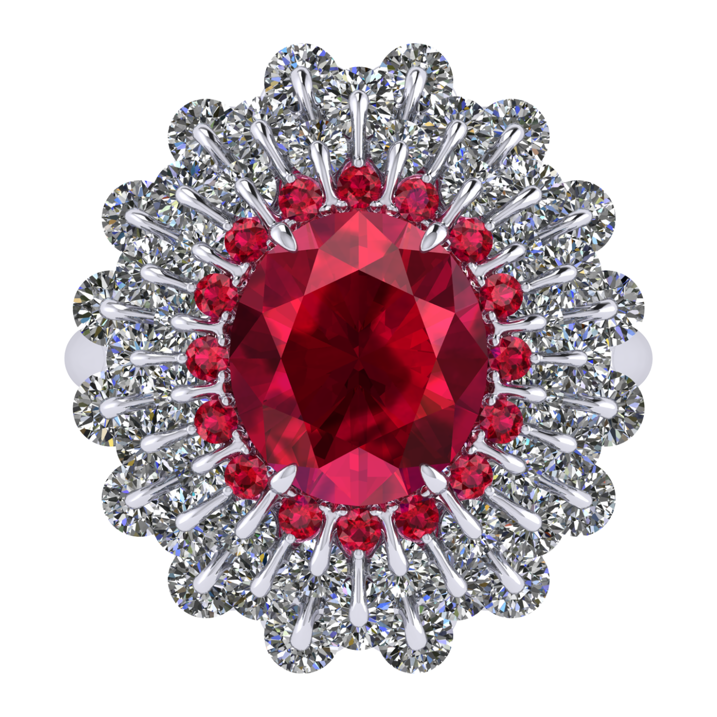 Ring 'The frame without the central stone', collection Ball of Colours, Ruby, Diamond, 18K White Gold | Photo 2