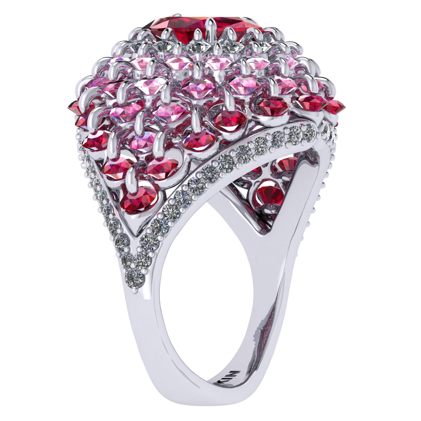 Ring 'The frame without the central stone', collection Royal Whim, Ruby, Diamond, Sapphire, 18K Gold | Photo 5