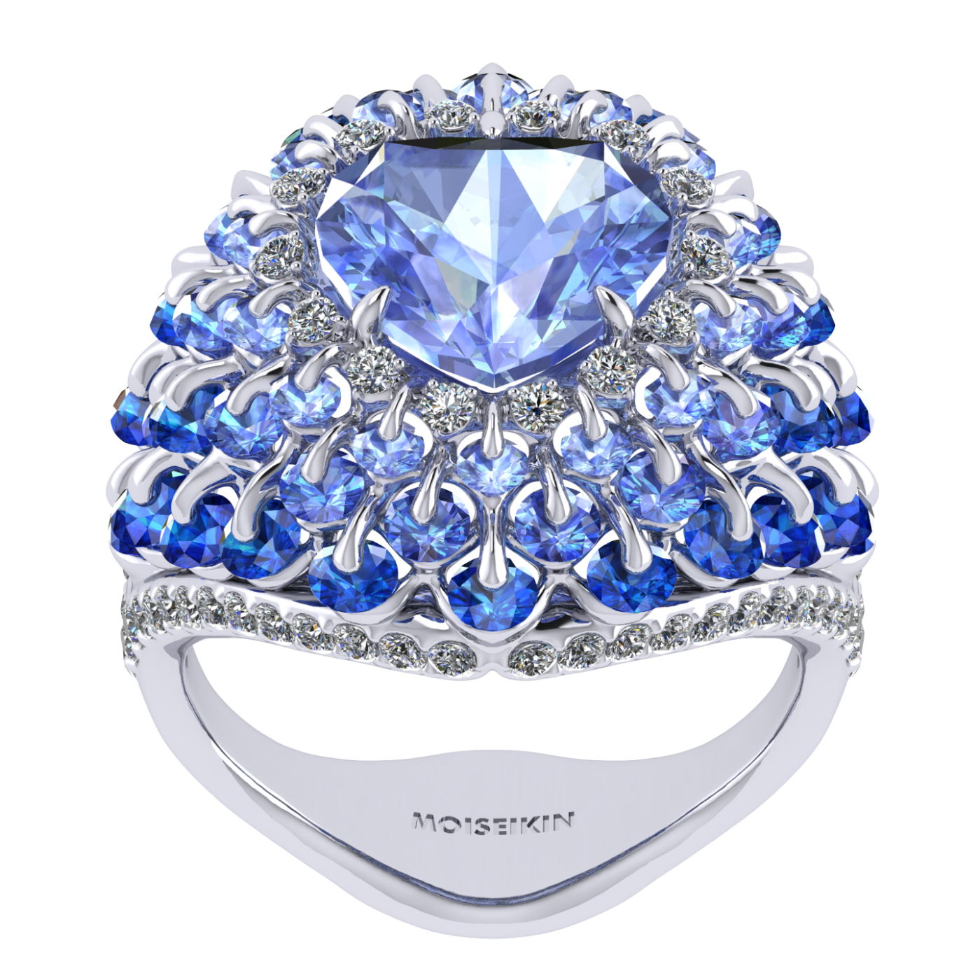 Ring 'The frame without the central stone', collection Royal Whim, Sapphire, Diamond, Ruby, 18K Gold | Photo 4