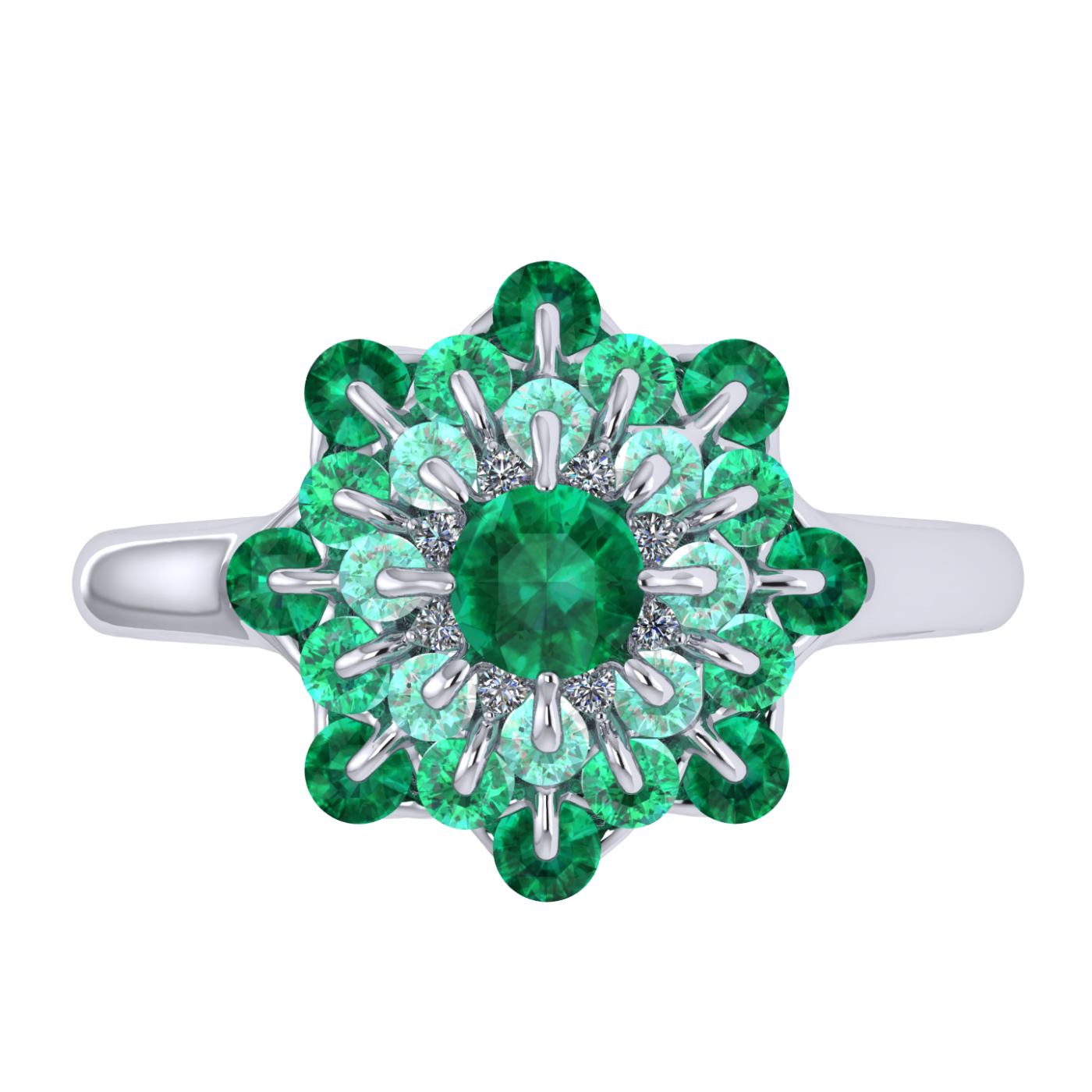 Ring collection Ball of Colours, MOISEIKIN, Emerald, Diamonds, 18K White Gold | Photo 3