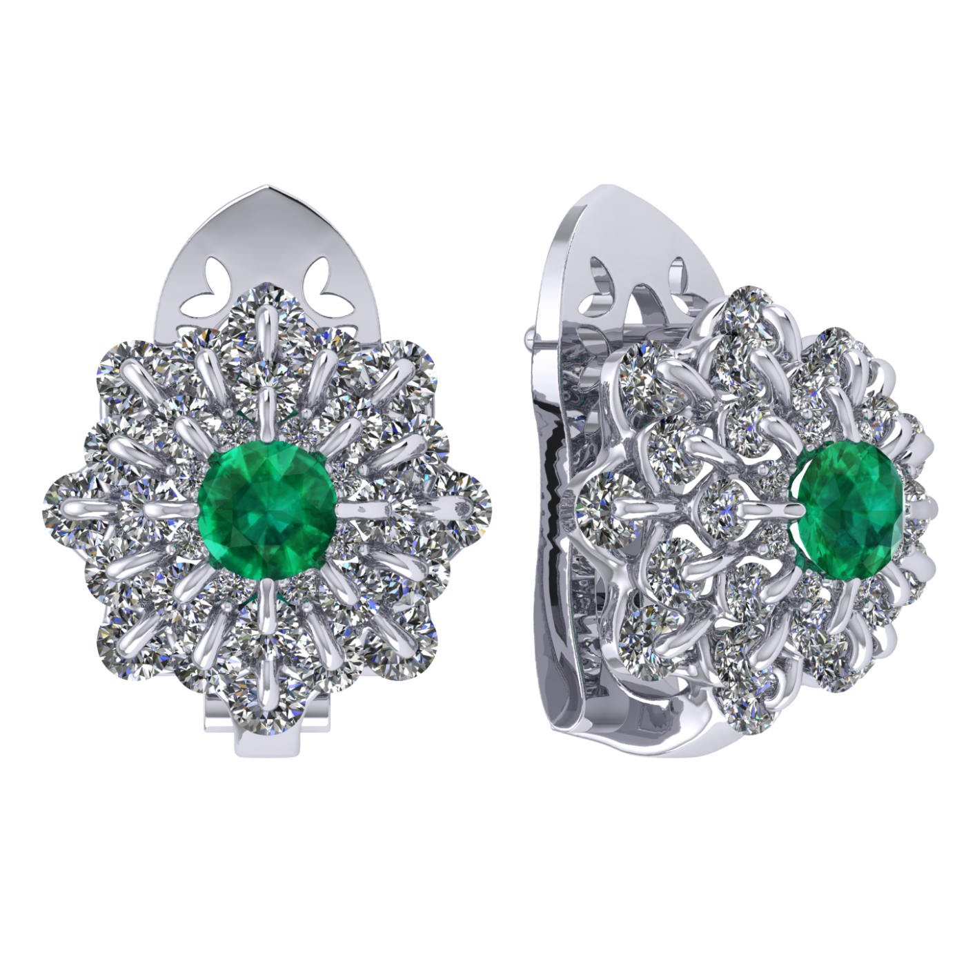 Earrings collection Ball of Colours, MOISEIKIN, Emeralds, Diamonds, 18K White Gold | Photo 1