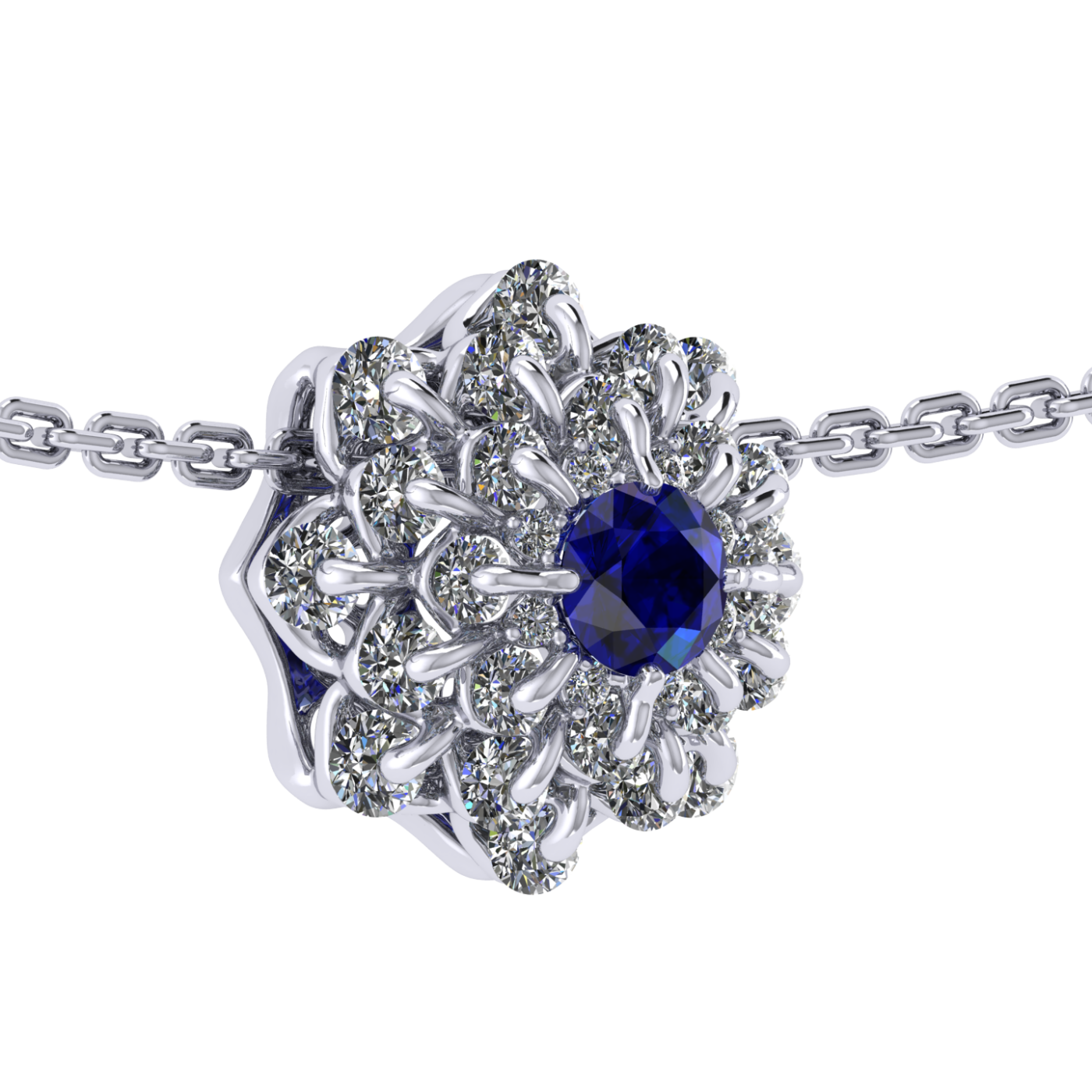 Pendant collection Ball of Colours, MOISEIKIN, Sapphire, Diamonds, 18K White Gold | Photo 2