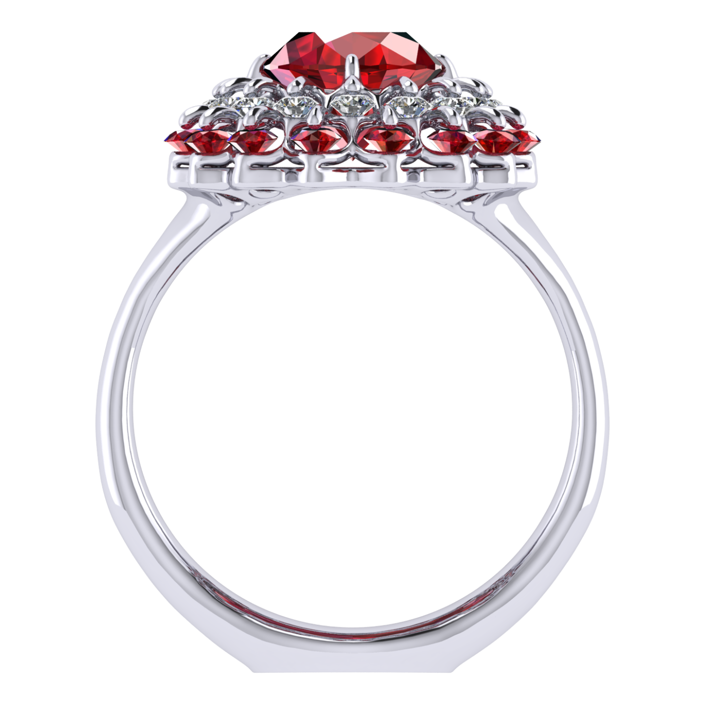 Ring collection Ball of Colours, Spinel, Diamond, Ruby, 18K White Gold | Photo 6