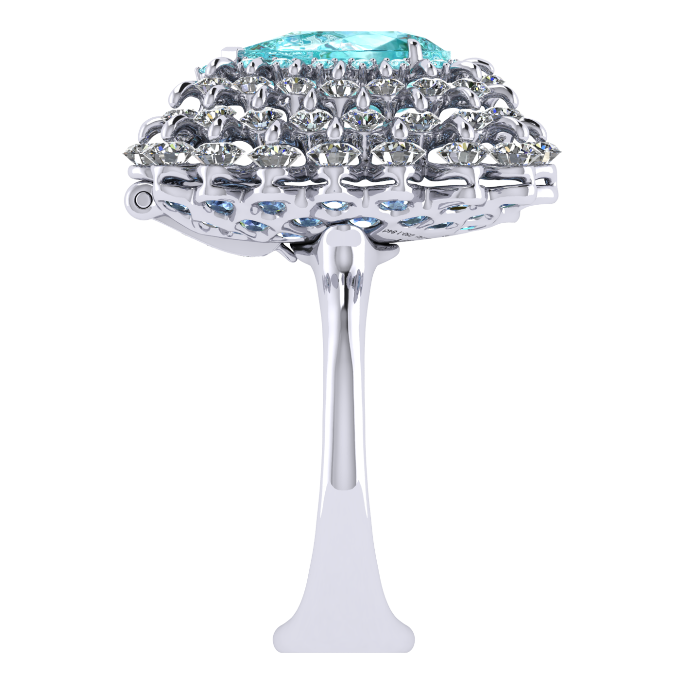 Ring Paraiba tourmaline, Diamond, Sapphire, 18K White Gold | Photo 6