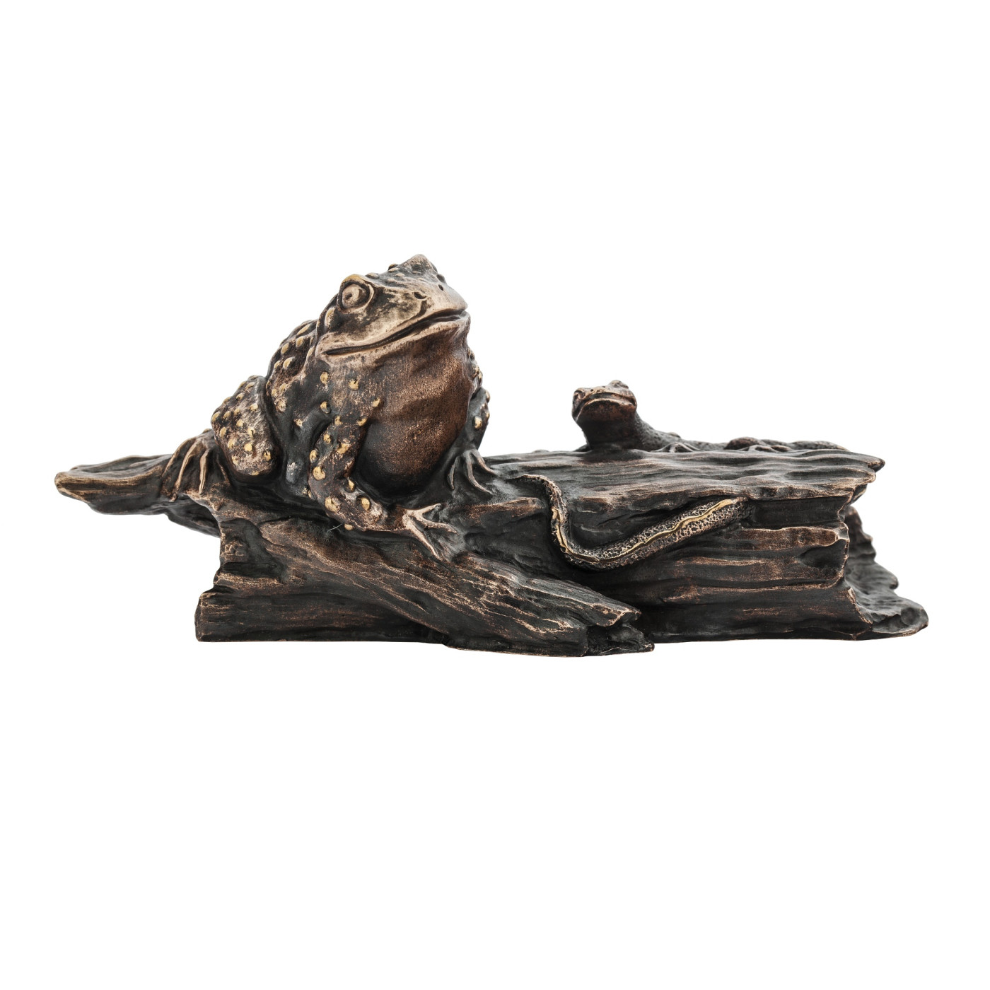 Sculpture / Figurine 'Toad and Lizard on a log', Bronze | Photo 1
